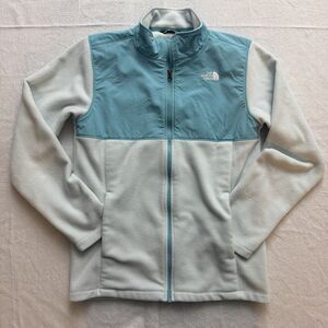 The North Face 2 Tone Light Blue Tundra Full Zip Fleece Jacket Size Young XL/TG